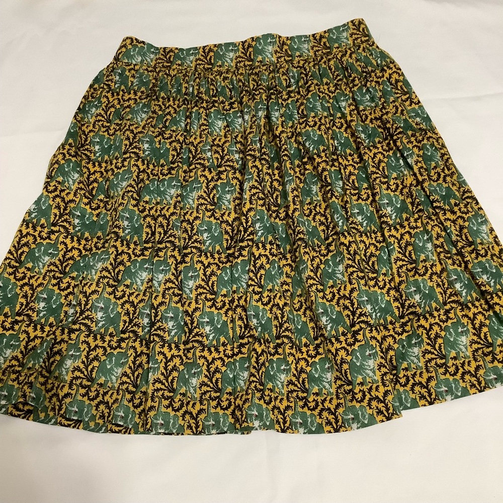 J. crew Women Ratti Print Elephant Print Cotton Skirt Size 0 (W655)